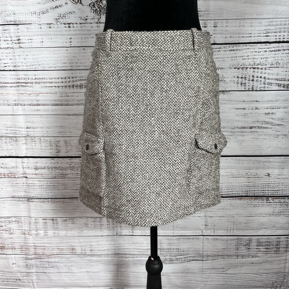 VTG Eddie Bauer Tweed Cargo Skirt Women 4 Wool Midi Gorpcore Utility Y2K 90s - Picture 2 of 8